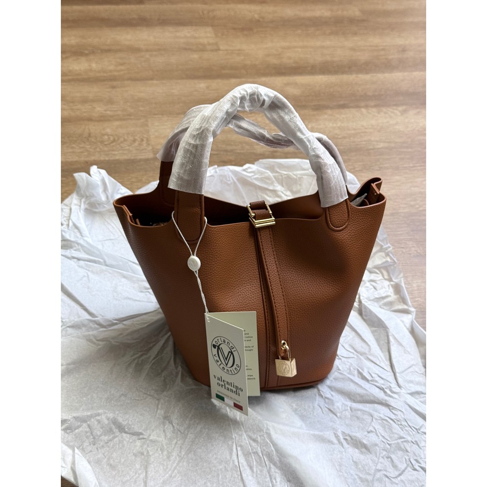 Valentino Orlandi Milano Caramel Pebbled Leather Handbag VOSB-017 Gold Hardware - Picture 2 of 5